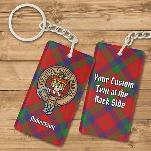 Clan Robertson Crest over Tartan Sleutelhanger