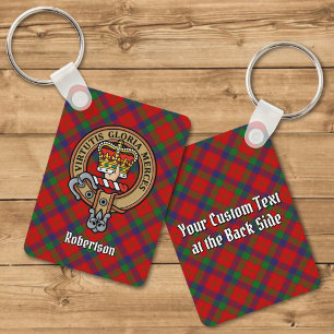 Clan Robertson Crest over Tartan Sleutelhanger