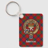 Clan Robertson Crest over Tartan Sleutelhanger (Voorkant)