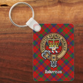 Clan Robertson Crest over Tartan Sleutelhanger (Voorkant)