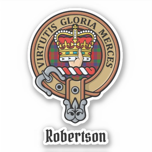 Clan Robertson Crest over Tartan Sticker (Voorkant)