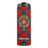 Clan Robertson Crest over Tartan Thermosbeker (Voorkant)