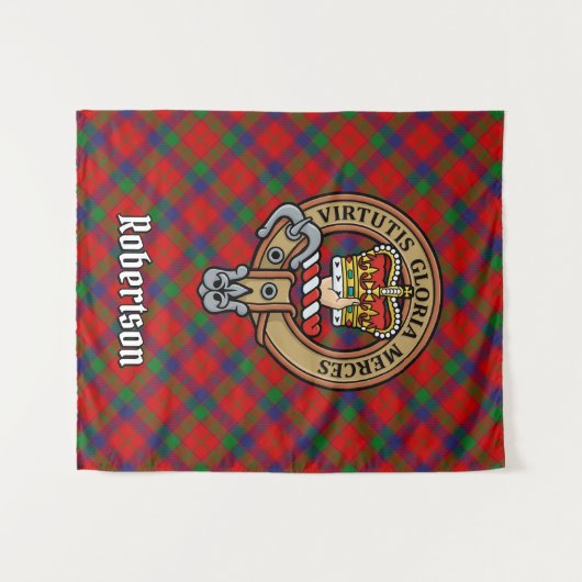 Clan Robertson Crest over Tartan Wandkleed (Voorkant (horizontaal))