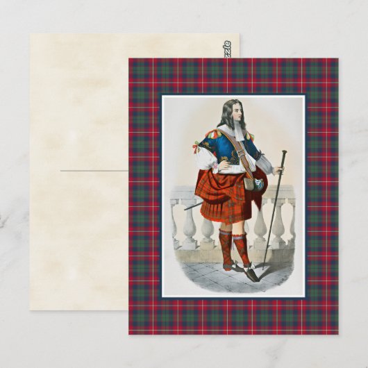 Clan Robertson  Illustratie Tartan Lijst Briefkaart (Voorkant / Achterkant)