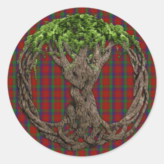 Clan Robertson Tartan en Celtic Tree of Life Ronde Sticker