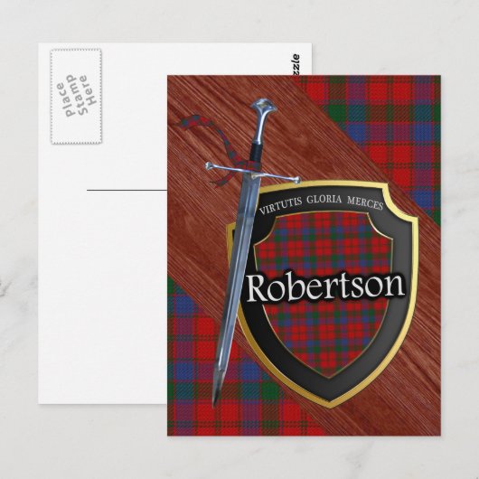 Clan Robertson Tartan Sword & Shield Briefkaart (Voorkant / Achterkant)