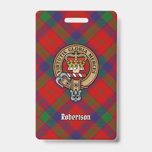 Clan Robertson Wapen over Tartan Badge (Voorzijde)
