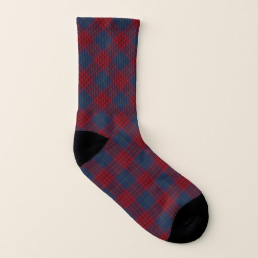 Clan Robinson Tartan Navy Blue en Red Pset Sokken (Links binnenkant)