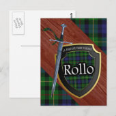 Clan Rollo Tartan Sword & Shield Briefkaart (Voorkant / Achterkant)