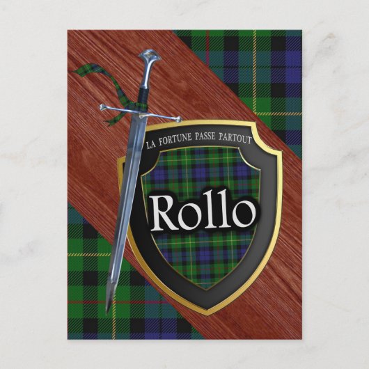 Clan Rollo Tartan Sword & Shield Briefkaart (Voorkant)