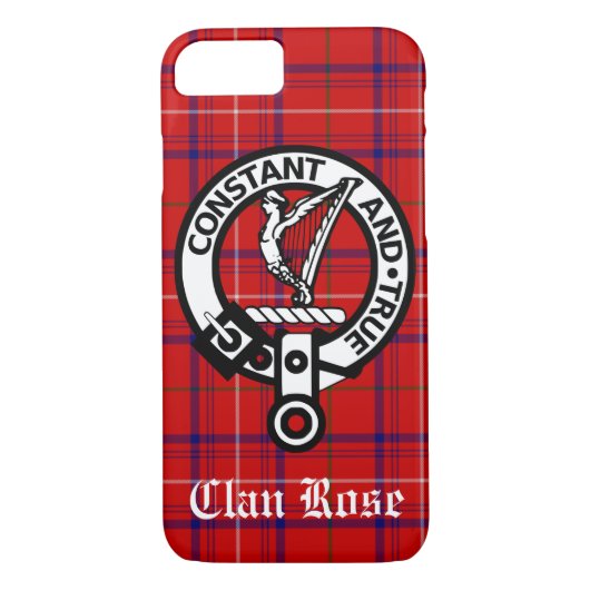 Clan Roos Crest Badge en Tartan Case-Mate iPhone Case (Achterkant)