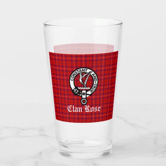 Clan Roos Crest Badge en Tartan Glas (Achterkant)