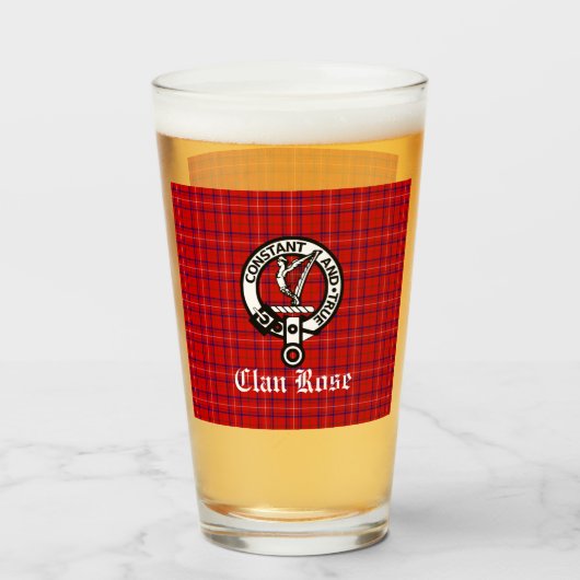 Clan Roos Crest Badge en Tartan Glas (Voorkant gevuld)