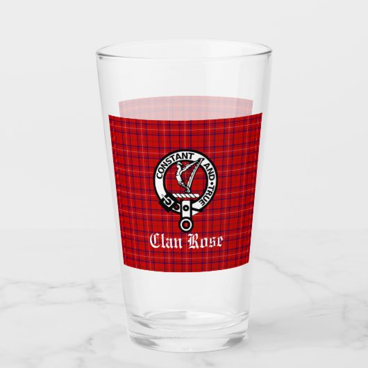 Clan Roos Crest Badge en Tartan Glas (Voorkant)