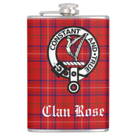 Clan Roos Crest Badge en Tartan Heupfles