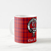 Clan Roos Crest Badge en Tartan Koffiemok (Voorkant links)