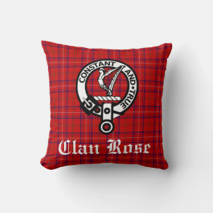 Clan Roos Crest Badge en Tartan Kussen