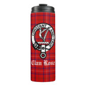 Clan Roos Crest Badge en Tartan Thermosbeker (Voorkant)