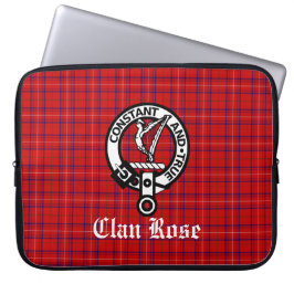 Clan Roos Crest Badge & Tartan Laptop Sleeve