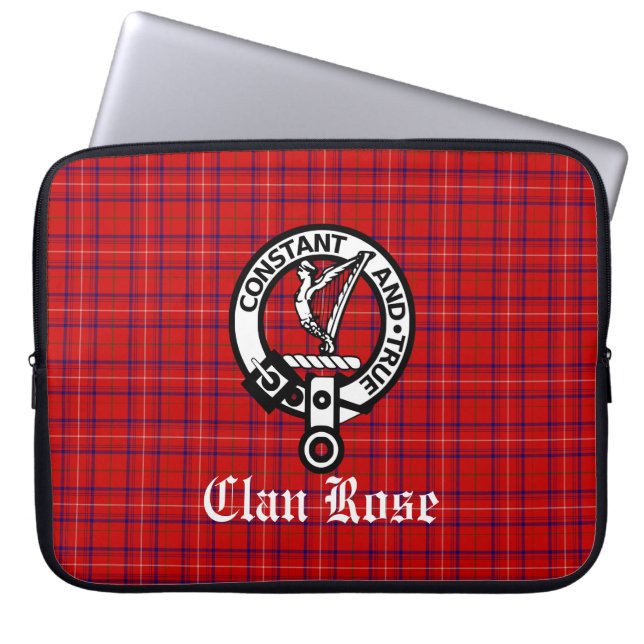 Clan Roos Crest Badge & Tartan Laptop Sleeve (Voorkant)