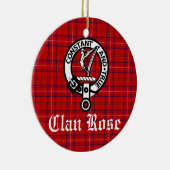 Clan Roos Crest en Tartan Op maat gesneden Keramisch Ornament (Rechts)