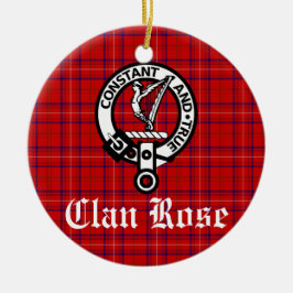 Clan Roos Crest en Tartan Op maat gesneden Keramisch Ornament
