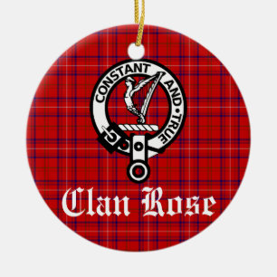 Clan Roos Crest en Tartan Op maat gesneden Keramisch Ornament
