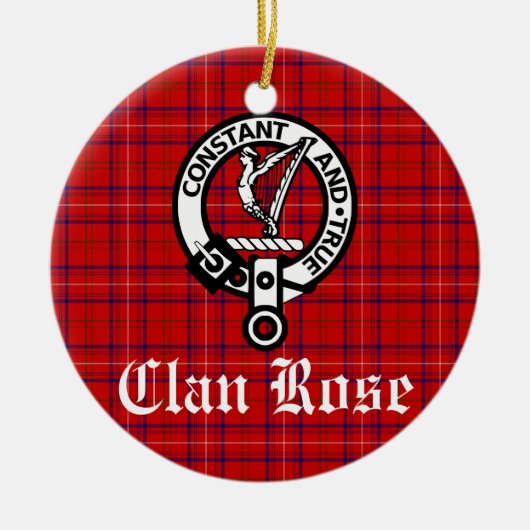 Clan Roos Crest en Tartan Op maat gesneden Keramisch Ornament (Voorkant)