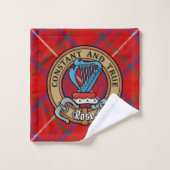 Clan Roos Crest over Tartan Bad Handdoek (Wasdoekje)