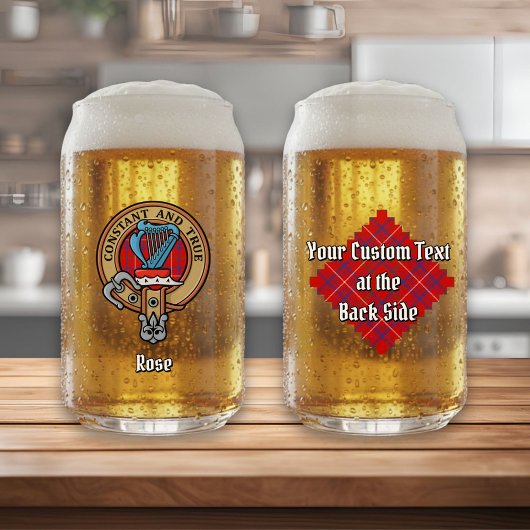 Clan Roos Crest over Tartan Blikvorm Glas