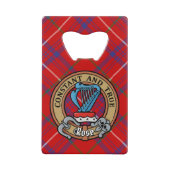 Clan Roos Crest over Tartan Creditkaart Flessenopener (Voorkant)