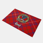Clan Roos Crest over Tartan Deurmat (Schuin)