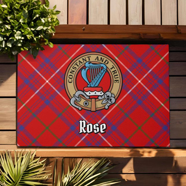 Clan Roos Crest over Tartan Deurmat (Creator heeft geüpload)
