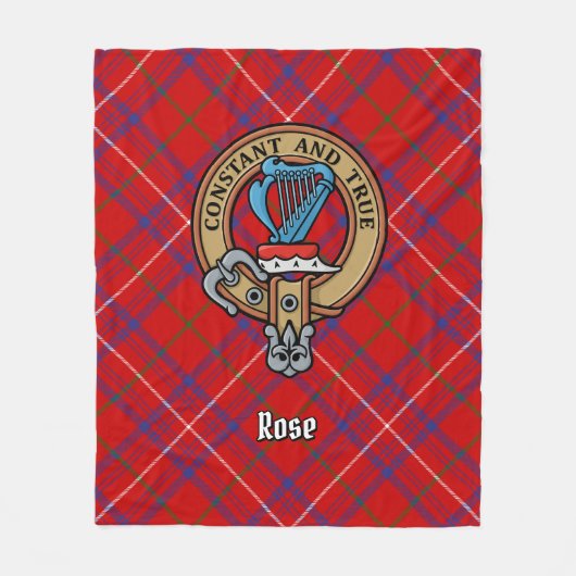 Clan Roos Crest over Tartan Fleece Deken (Voorkant)