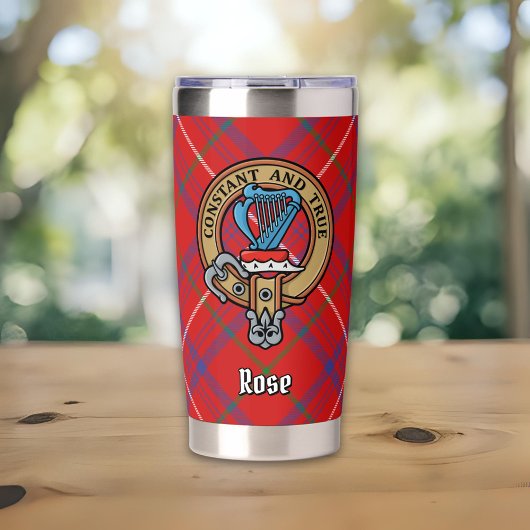 Clan Roos Crest over Tartan Geïsoleerde Drinkbeker