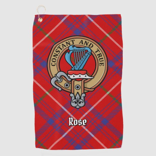 Clan Roos Crest over Tartan Golfhanddoek (Voorkant)