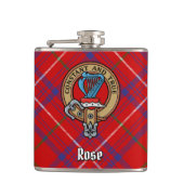Clan Roos Crest over Tartan Heupfles (Voorkant)