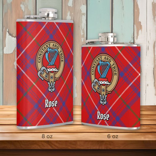 Clan Roos Crest over Tartan Heupfles