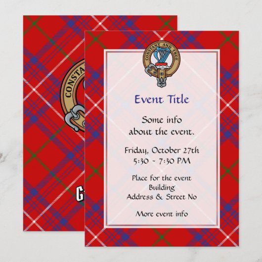 Clan Roos Crest over Tartan Kaart (Voorkant / Achterkant)