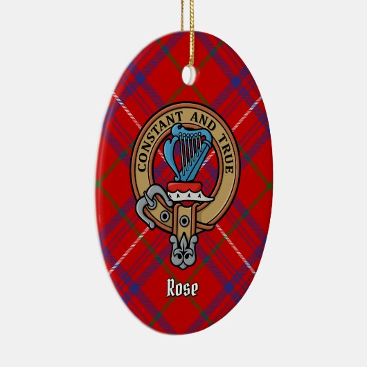 Clan Roos Crest over Tartan Keramisch Ornament (Rechts)