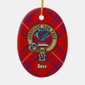 Clan Roos Crest over Tartan Keramisch Ornament (Voorkant)