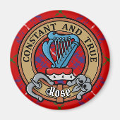 Clan Roos Crest over Tartan Magneet (Voorkant)
