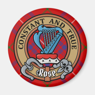Clan Roos Crest over Tartan Magneet
