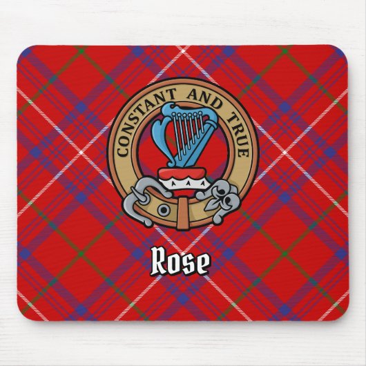 Clan Roos Crest over Tartan Muismat (Voorkant)