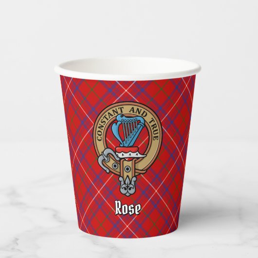 Clan Roos Crest over Tartan Papieren Bekers (Voorkant)