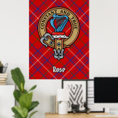 Clan Roos Crest over Tartan Poster (Thuiskantoor)