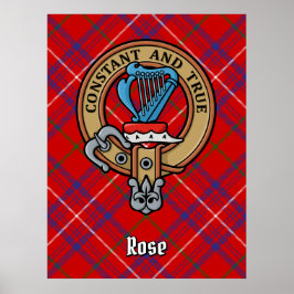 Clan Roos Crest over Tartan Poster