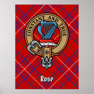 Clan Roos Crest over Tartan Poster