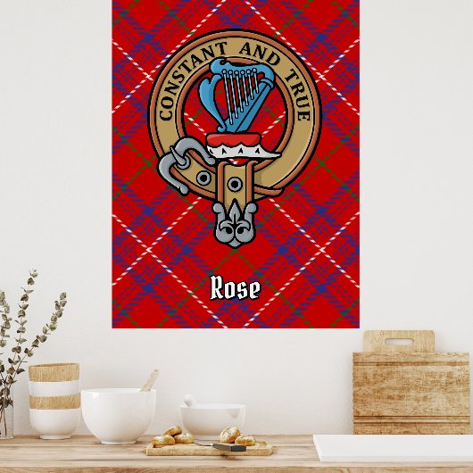 Clan Roos Crest over Tartan Poster (Keuken)