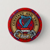 Clan Roos Crest over Tartan Ronde Button 5,7 Cm (Voorkant)